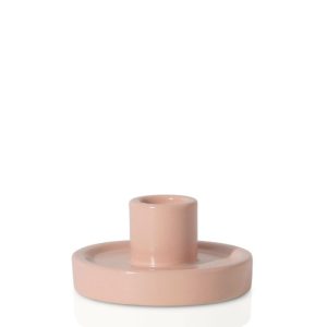 Candle Holders | Dawn Blush Marcella Ceramic Dinner Candle Holder, Pack of 1 Candle Holders Candle Holders