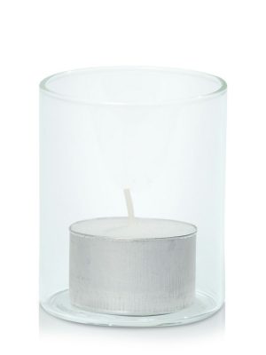 Candles | White 4cm Event Tealight in5.8cm x 7cm Glass, Pack of 24 Candles Candles