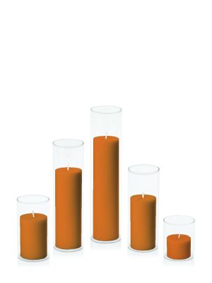 Centrepiece Sets | Baked Clay 5cm Pillar in 5.8cm Glass Set – Sm Candles Baked Clay