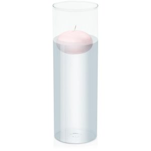 Centrepiece Sets | Blush Pink 7.5cm Floating Candle in 10cm x 30cm Glass Candle & Glass Sets Blush Pink