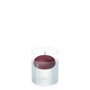 Centrepiece Sets | Burgundy 7.5cm Floating Candle in 10cm x 12cm Glass Candle & Glass Sets Burgundy