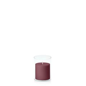 Centrepiece Sets | Burgundy 7cm x 7cm Pillar in 8cm x 10cm Glass Candle & Glass Sets Burgundy