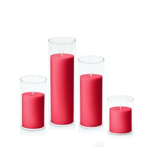 Centrepiece Sets | Carnival Red 7cm Pillar in 8cm Glass Set – Sm Candles Carnival Red