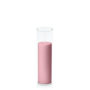 Centrepiece Sets | Dusty Pink 5cm x 15cm Pillar in 5.8cm x 20cm Glass Candle & Glass Sets Centrepiece Sets