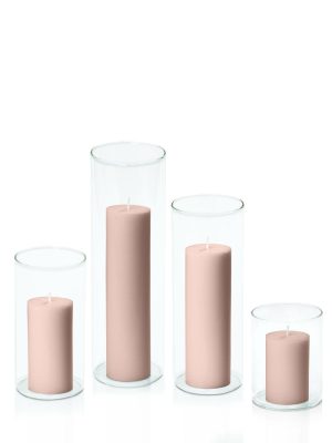 Centrepiece Sets | Heritage Rose 5cm Pillar in 8cm Glass Set – Sm Candles Centrepiece Sets