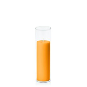 Centrepiece Sets | Orange 5cm x 15cm Pillar in 5.8cm x 20cm Glass Candle & Glass Sets Centrepiece Sets