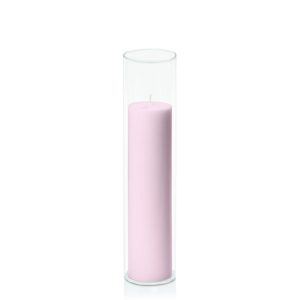 Centrepiece Sets | Pastel Pink 5cm x 20cm Pillar in 5.8cm x 25cm Glass Candle & Glass Sets Centrepiece Sets