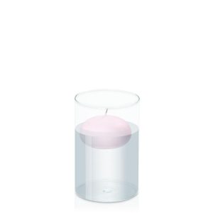 Centrepiece Sets | Pastel Pink 7.5cm Floating Candle in 10cm x 15cm Glass Candle & Glass Sets Centrepiece Sets