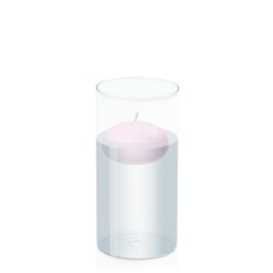 Centrepiece Sets | Pastel Pink 7.5cm Floating Candle in 10cm x 20cm Glass Candle & Glass Sets Centrepiece Sets