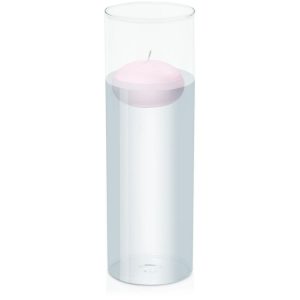 Centrepiece Sets | Pastel Pink 7.5cm Floating Candle in 10cm x 30cm Glass Candle & Glass Sets Centrepiece Sets