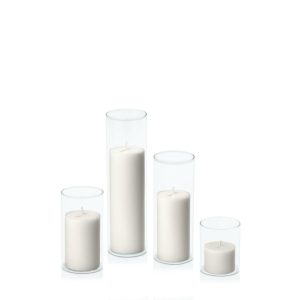 Centrepiece Sets | Stone 5cm Pillar in 5.8cm Glass Set – Sm Candles Centrepiece Sets