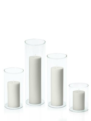 Centrepiece Sets | Stone 5cm Pillar in 8cm Glass Set – Sm Candles Centrepiece Sets