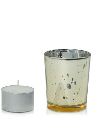 Event Candles | Event Tealight in Mercury Gold Votive, Pack of 24 Candles Candles