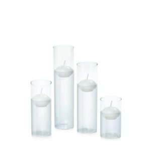 Event Candles | White 4cm Event Floating Candle in 5.8cm Glass Set – Med Candles Candles