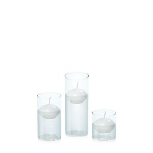 Event Candles | White 4cm Event Floating Candle in 5.8cm Glass Set – Sm Candles Candles