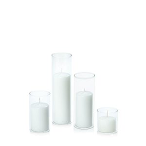 Event Candles | White 5cm Event Pillar in 5.8cm Glass Set – Sm Candles Candles