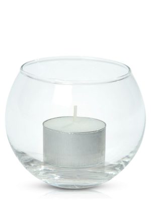 Event Candles | White Event Tealight in Fishbowl, Pack of 24 Candles Candles