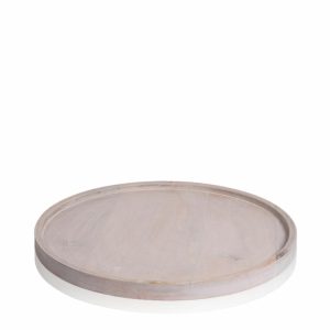 Home Accents | Whitewash Hunter Round Wooden Tray Decor Home Accents