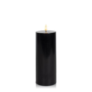 LED Candles | Black 8cm x 20cm LED Pillar, Pack of 1 Candles Black